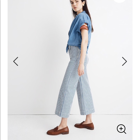 NEW • Madewell • Emmett Wide Leg Crop Pants Stripe - Picture 2 of 4